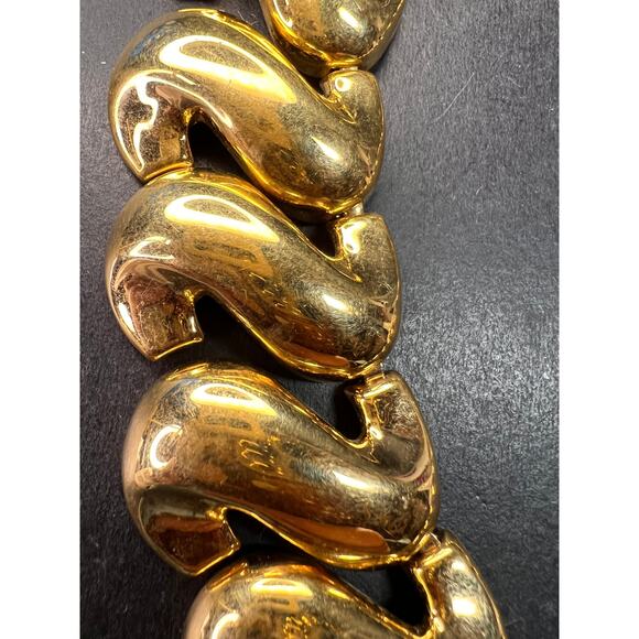Vintage MCM Napier Gold-Tone Sculptural S-Link Statement Necklace, Signed - Picture 11 of 13